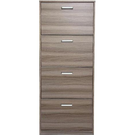 Mobile Scarpiera Salvaspazio in Legno 4 Ante Marrone 60 x 24 x 150 cm