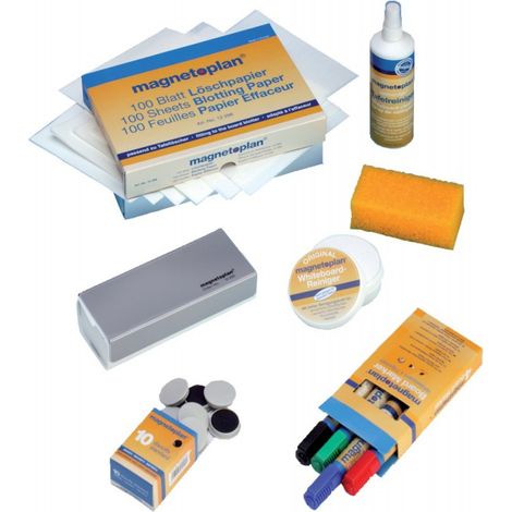MAGNETOPLAN - kit de accesorios ferroscript, para el mercado : D / L / A / F -pizarra blancos, Contenido: 4 marcadors de pizarra de negro, azul, rojo y ve