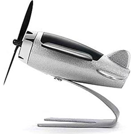 Décorateur avion tableau de bord solaire rotatif diffuseur aroma voiture parfum bureau maison argent alliage plastique (1/4)