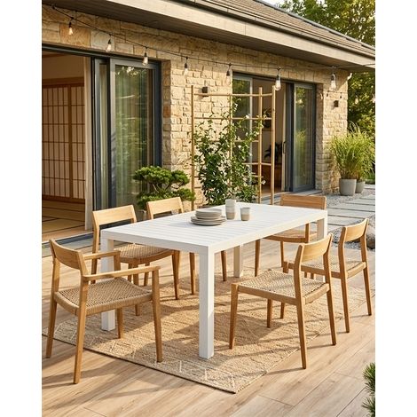 Tavolo da giardino 140x100 allungabile in alluminio bianco Modus (1/5)