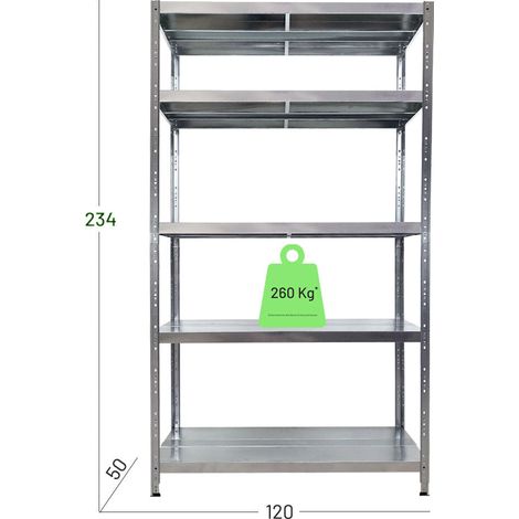 SCAFFALE IN METALLO MACISTE 120 X 50 X 234 H 5 PIANI KG 260 SENZA BULLONI (1/2)