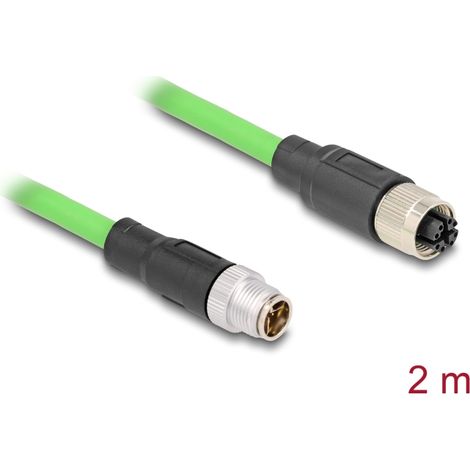 Delock 80432 cable m12 codificado x 8 pin macho a hembra pur (tpu) 2 m