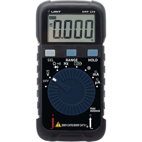 Multimètre digital compact - CAT III 300V / CAT II 600V - mesure tension/courant AC-DC, résistance, capacité, fréquence Limit LIMIT DMP220