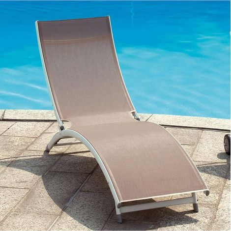 Lettino da Spiaggia Onda - Alluminio Grigio - 49,5x186x30 cm