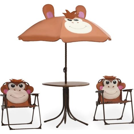Jeu de bistro avec parasol pour enfants 3 pcs Marron (1/5)