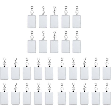 Packung mit 30 rechteckigen, sublimierten, tragbaren Kartenhaltern, individuell gestaltbar mit Transportetiketten, Arbeitsetiketten oder Schlüsselanhängern. (1/5)