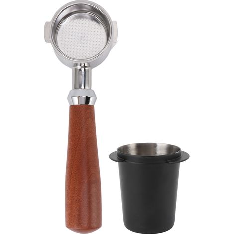 51-mm-Siebträger mit zwei abnehmbaren Ohren und Kaffeesatzbehälter für Kaffeemaschinen, Schwarz (1/5)