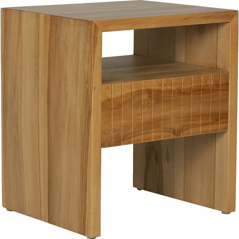Comodino 1 cassetto e 1 nicchia Legno di teak Naturale - REVUKA (1/5)