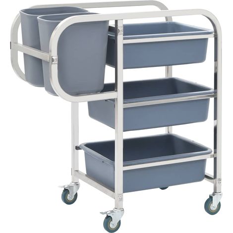Chariot de cuisine avec récipients en plastique-Desserte de Cuisine 82x43,5x93 cm (1/5)