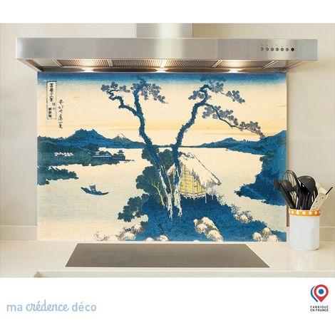 Fond de hotte : Katsushika Hokusai, Le lac Suwa dans la province de Shinano - Verre trempé - 90 cm - 60 cm (1/5)