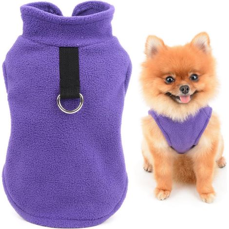 CCYKXA Einfarbiger Fleece-Pullover mit Leinenring für kleine Hunde, Katzen, Rüden und Hündinnen, Yorkshire Terrier, Chihuahuas und Kätzchen – Warme Kleidung (1/5)