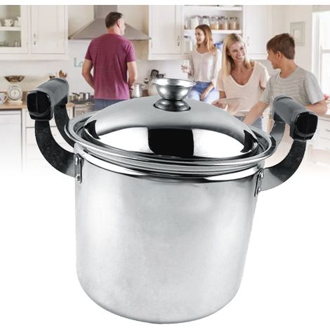 Cacerola grande de acero inoxidable con base reforzada, de 22 cm, apta para placas de inducción, para uso doméstico y comercial. (1/5)