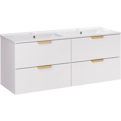 Mobile bagno doppio lavabo Oria bianco 120cm (1/5)
