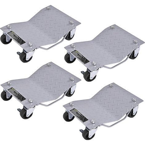 Costway – Chariots de manutention de voiture lot de 4 – Capacité 680 kg par chariot – Surface antidérapante – Roulettes verrouillables 360° (1/5)