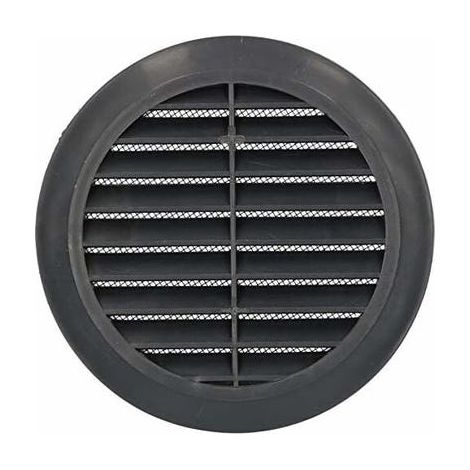 Grille aération 100 mm Rond Anthracite à lamelles, raccord tuyau plastique ventilation, bouche soufflage extractible, sortie murale, lot de 1, fixation facile (1/4)