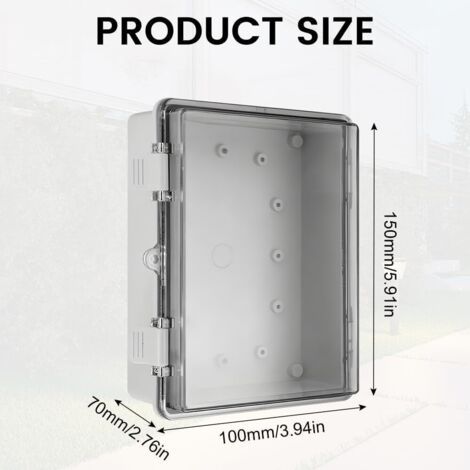 Boite de Derivation Electrique IP65, 150x100x70 mm Boîte de Jonction Etanche avec Couverture PC Transparent, ABS Boite de Derivation Etanche Exterieur pour une Utilisation Extérieur