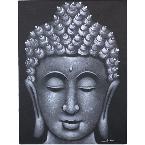 Peinture de Bouddha - Détail de brocart gris- Vendu par 1 (1/4)