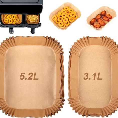 Adecuado para revestimientos de freidora de aire, accesorios para caja de aire de 5,2 L (80 unidades) + 3,1 L (80 unidades) (1/2)
