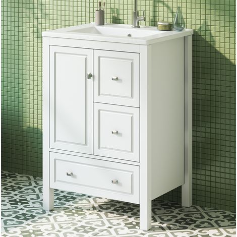Badmöbel mit Waschbecken 62 x 47 x 90 cm weiß OKMYHOME (1/5)