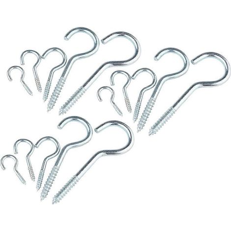 Lot de 15 crochets à œillet robustes, crochets à vis, crochets en forme de point d'interrogation, cintres de suspension-7.46X1.28X0.2CM-Silver