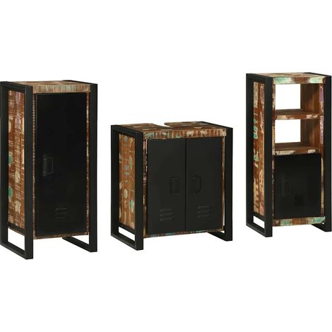 Badezimmermöbel-Set mit Regal 3 pcs Massives upgecyceltes Holz