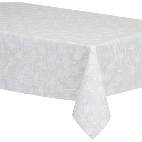 Nappe Enduite Imprimée "Lila" 150x250cm Lin & Blanc (1/3)