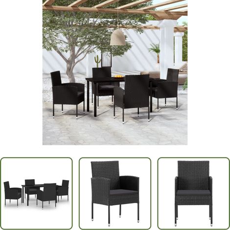 Chaise de jardin - Ensemble à manger de jardin 5 pcs Noir (1/5)