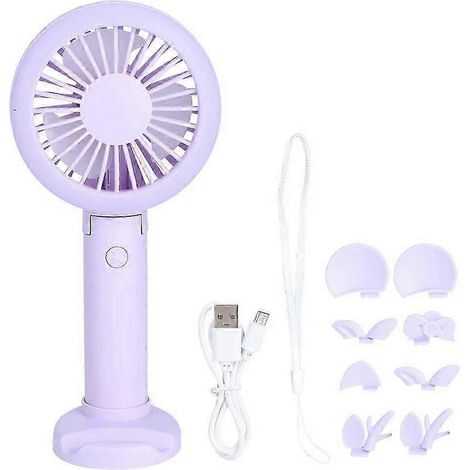 Ventilatore da tavolo pieghevole portatile, mini ventilatore da tavolo ricaricabile tramite USB, ideale per viaggi, ufficio e camera da letto (viola) (1/5)