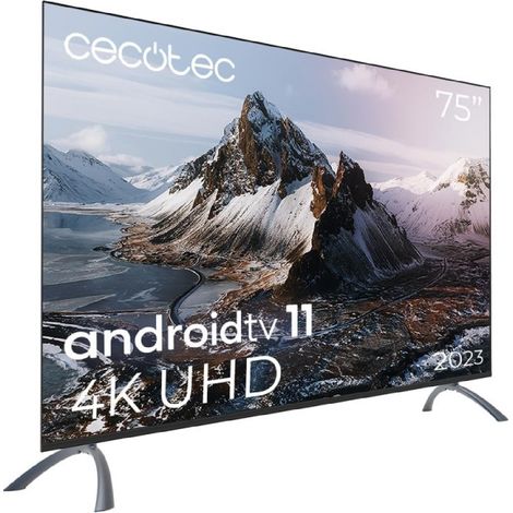 Cecotec TVLED 75" Smart TV Serie A3 ALU30075S, 4K UHD, Android Tv11, Frameless, Assistant de Voice Google e Chromecast, Dolby Vision & Atmos, HDR10, HBBTV, 2023. (1/3)