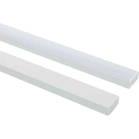 Perfil Aluminio Superficie para Tira LED hasta 20 mm con Tapa Continua Blanco 2 m Blanco traslúcido (1/4)