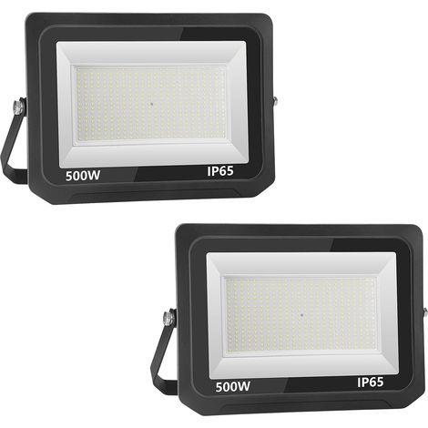 Projecteur Extérieur LED 2x 500W 50000LM 6000K Blanc Froid IP65 Imperméable Spot de Sécurité pour Jardin, Cour, Terrasse, Square, Usine