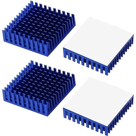 4 Pièces Ailettes Refroidissement Aluminium, Module Radiateur Ailettes, Refroidisseurs Transistor, avec Ruban Thermique, pour Refroidissement des Composant Électronique, 404011 mm, Bleu