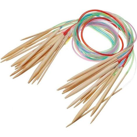 Set di ferri circolari in bambù da 24 pollici, 31,5 pollici e 47 pollici Kit di ferri da maglia 18 misure: 2 mm-10 mm (60 cm)