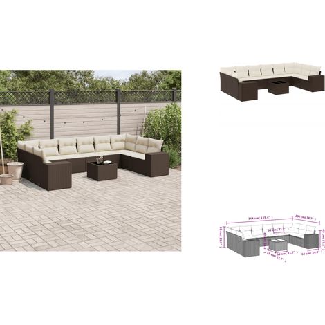 11-tlg. Garten-Sofagarnitur mit Kissen Braun Poly Rattan - Garten Sofagarnitur - Garten Sofagarnituren - Outdoor Sofagarnitur - Sofagarnitur Terrasse