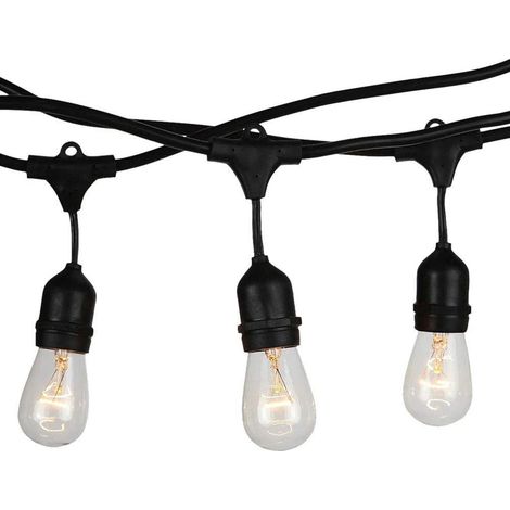 GUIRLANDE LUMINEUSE 10 M ET 10 DOUILLES NOIRES E27 EXTENSIBLES IP44 INTÉRIEUR EXTÉRIEUR (1/3)