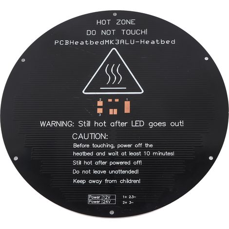 Runde Aluminium-Heizplatte (12 V/24 V) für 3D-Drucker, 220 mm, Hochtemperatur-Heizbett (1/5)