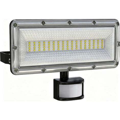 Projecteur LED 50 W avec détecteur de mouvement 7000 lm 6500 K blanc froid Projecteur extérieur IP67 étanche avec détecteur de mouvement pour jardin, terrasse, cour (1/5)