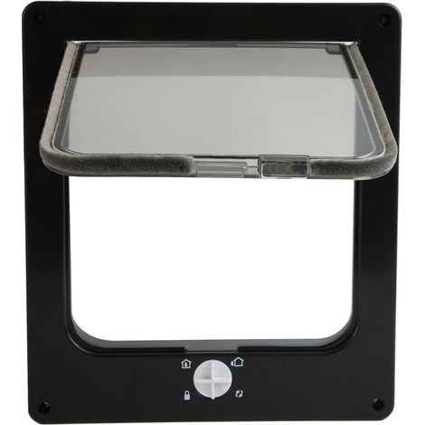 Porte pour animaux de compagnie résistante à l'usure avec fermeture automatique de la fenêtre - Porte intérieure pour chat pour toutes les portes intérieures standard - Noir XL (1/5)