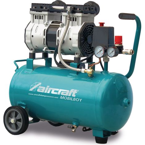 Compresseur mobile silencieux sans huile cuve 24 L 1,3 kW / 1,75 Ch 240 L/min 10 bars 230V Aircraft MOBILBOY SIL 241/24 (1/4)
