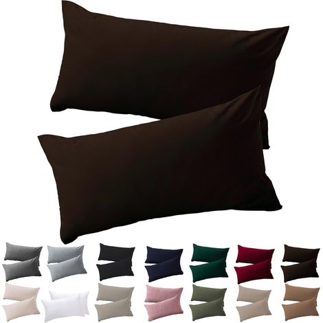 Lot de 2 taies d'oreiller pour coussin 40 x 60 cm, en microfibre, résistantes et hypoallergéniques, avec fermeture éclair, 40 x 60 cm, marron (1/5)