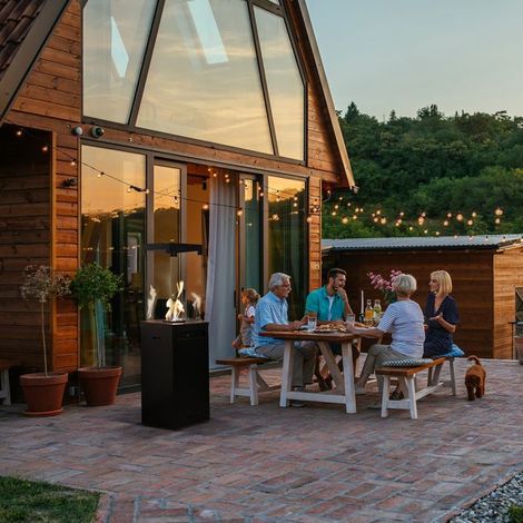 Terrassenkamin Patio Light Schwarz 8,2 kW Gas Feuerstelle Garten Kamin Ofen (1/5)