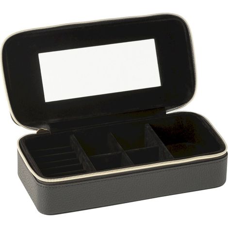 Boîte à bijoux noire avec miroir - noir avec fermeture dorée (1/4)