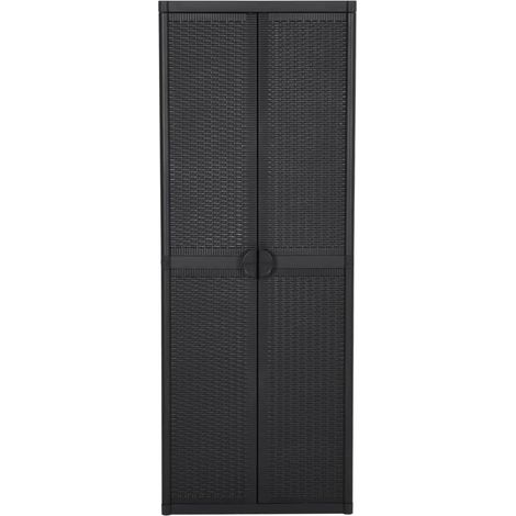 Meuble de Rangement,Armoire de rangement de jardin Noir 65x45x172 cm PP Rotin -78914 (1/5)
