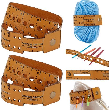2 Pcs Outil de Mesure Tricot 7 en 1 Multifonction Jauge Tricot & Compteur de Mailles Règle Poignet Outils de Mesure Couture avec Pouces CM pour Fournitures Tricot Croche