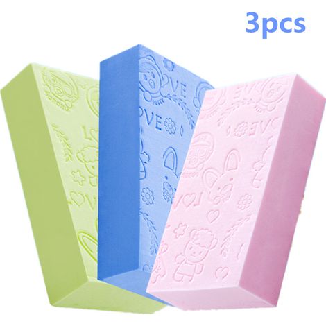 Lot 3 éponges de bain ultra douces pour bébé, coton exfoliant nettoyage profond, forme cartoon (1/5)
