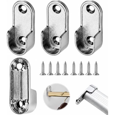 4 Pièces Support de Tringle Penderie, Fixation Murale Double Trou Renforcée, Robuste pour Armoire, Dressing (1/5)