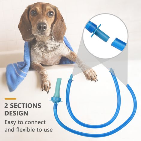 Tuyau de lavage pour chien à enfiler, douchette à main pour pomme de douche, évier de 1,5 m de longueur, convient aux têtes jusqu'à 6 pouces de diamètre (pas de robinet d'eau de baignoire) (1/5)