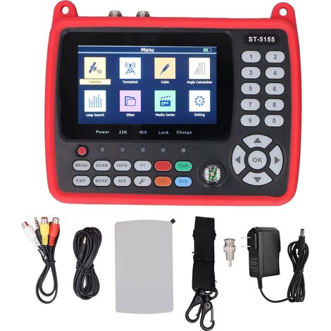 Détecteur de satellites pour DVB-S, S2T, T2C, H.264 et H.265 : mesureur de signal haute définition portable 10 bits (1/5)