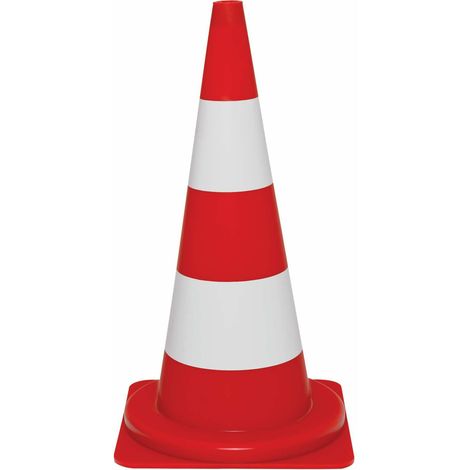 Leitkegel PVC tagesleuchtend rot-orange 750mm mit 2 weißen Ringen (1/3)