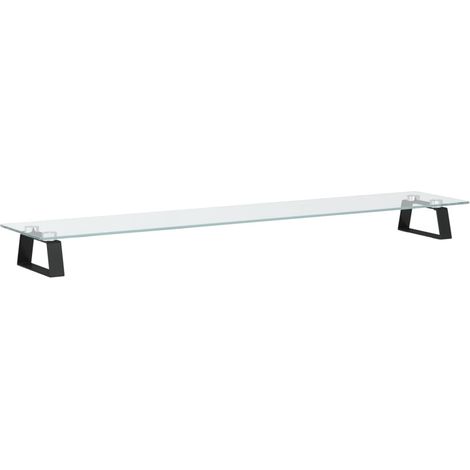 Supporto per monitor da tavolo mobile da scrivania 100 x 20 x 8 cm vetro temperato e metallo nero 020044824